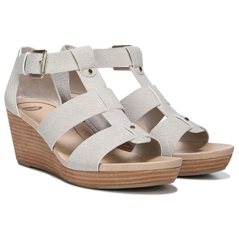 Dr. Scholl\'s Barton Keilsandalen Damen Grau Schlangenoptik | 628931-VIH