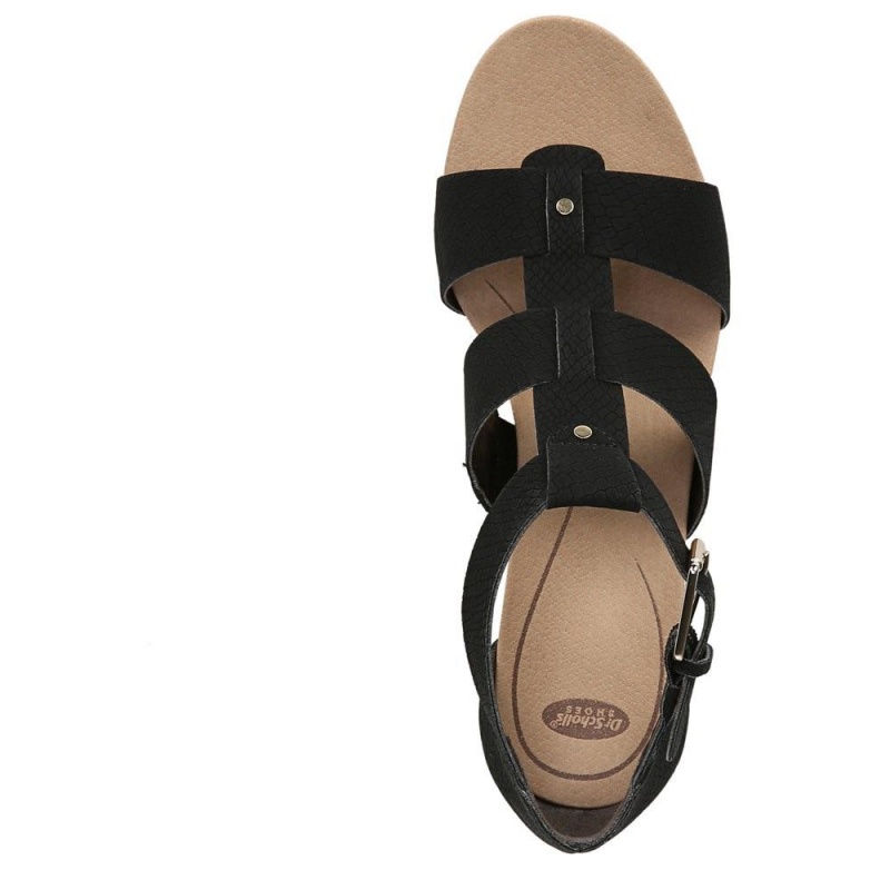 Dr. Scholl's Barton Keilsandalen Damen Schwarz Schlangenoptik | 743082-YQI