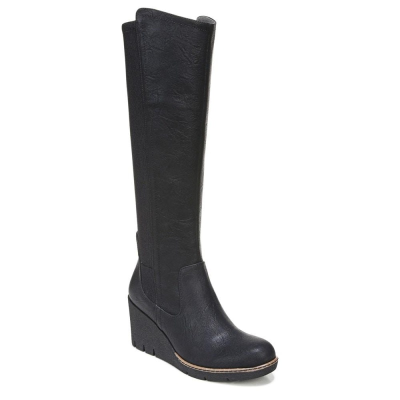 Dr. Scholl's Lindy Knee High Keilstiefel Damen Schwarz | 270145-RJE
