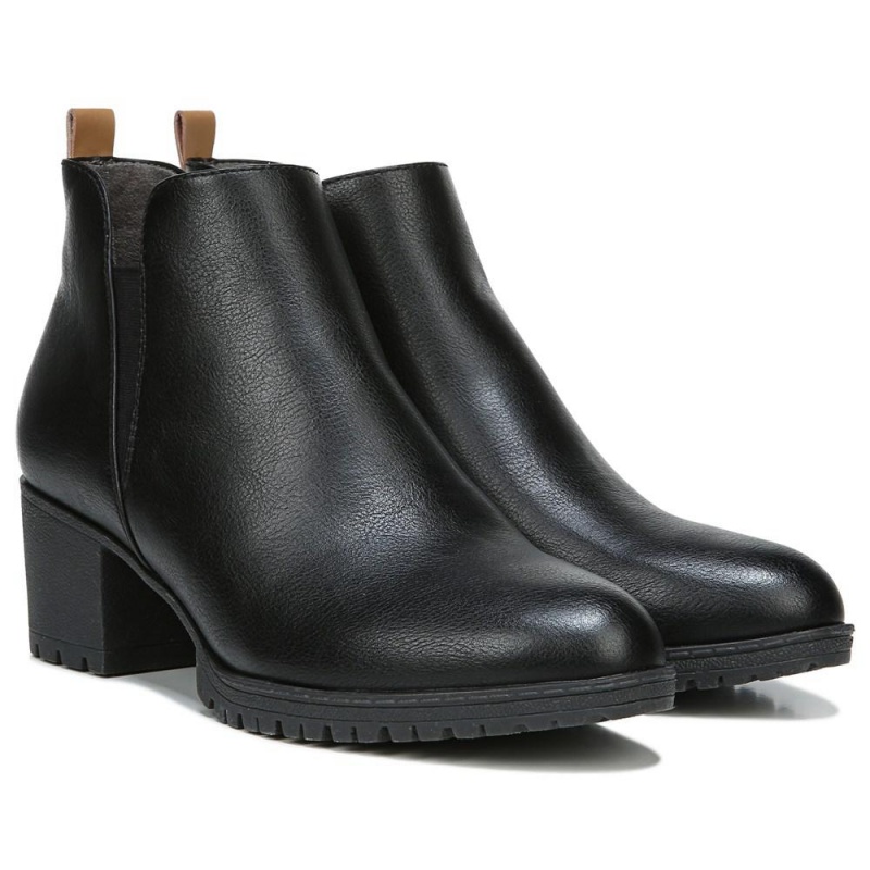 Dr. Scholl\'s London Block Heel Stiefeletten Damen Schwarz | 740631-VYM