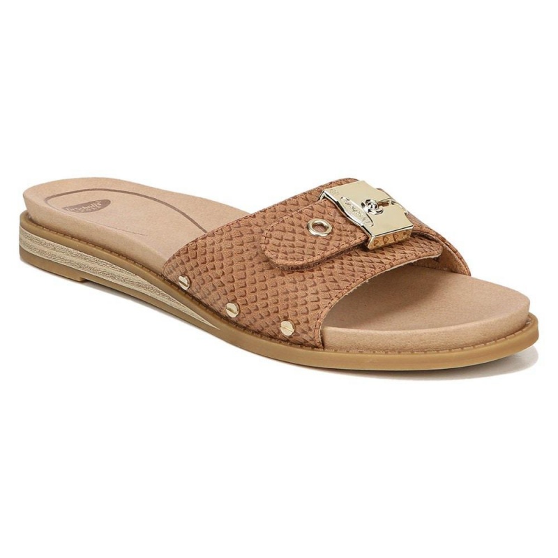 Dr. Scholl's Originalist Rutschen Sie Sandalen Damen Braun Schlangenoptik | 023519-RGF
